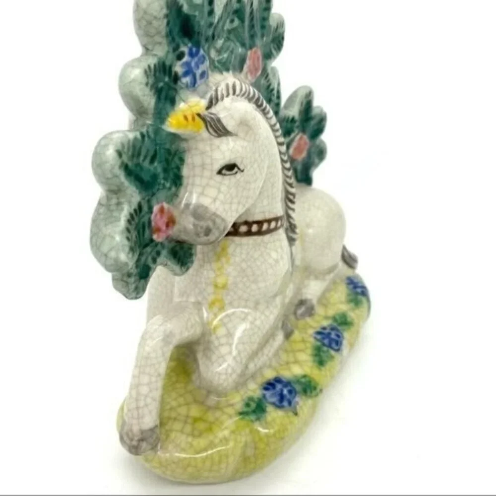 Vintage Staffordshire England Unicorn Horse Figurine Hand Painted